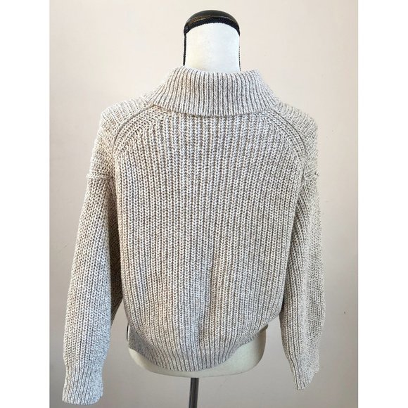 NWT Free People natural ivory chunky knit cropped fisherman sweater - Picture 5 of 7